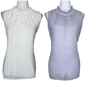 Gibson Look 2 piece Lavender White Respect the Ruffle Sleeveless Blouse XL